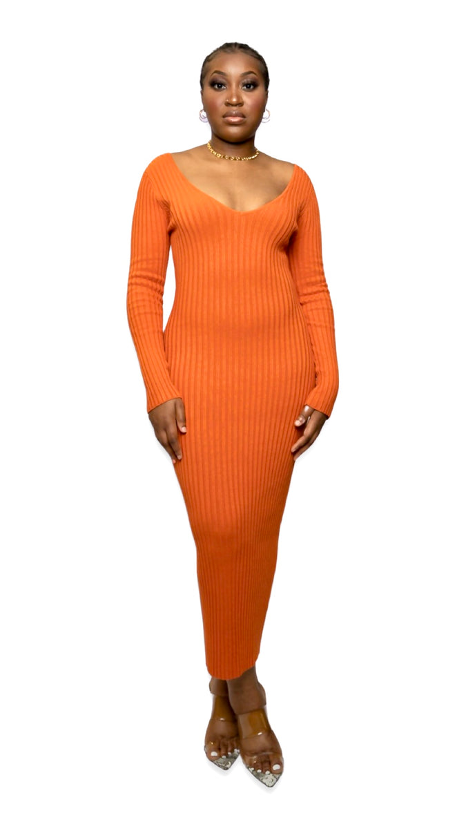 Orange ribbed clearance dress